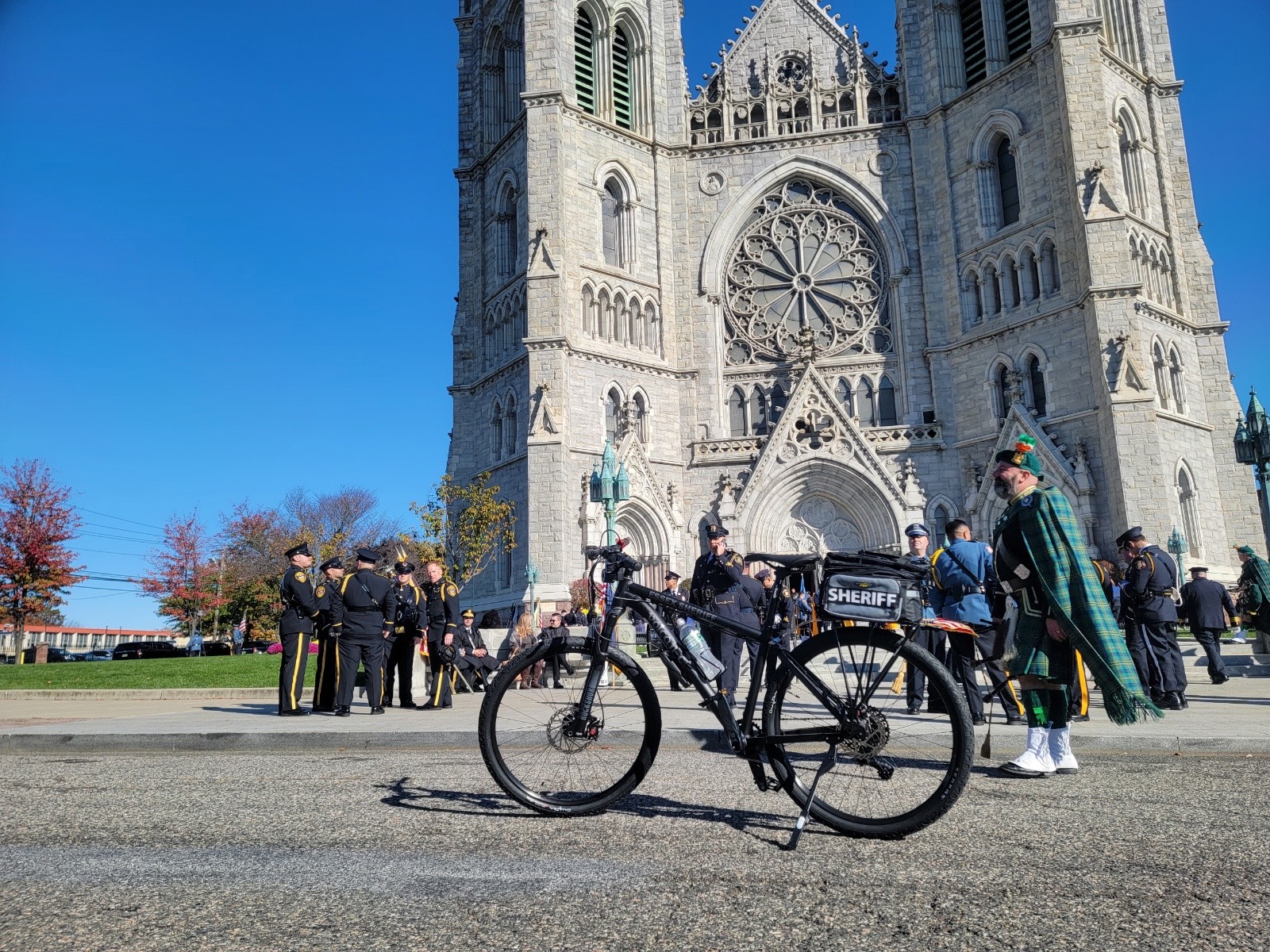 Volcanic Bikes outside Cathedral in Essex County